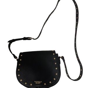 Victoria's Secret Black Crossbody with Gold Stud Accents
